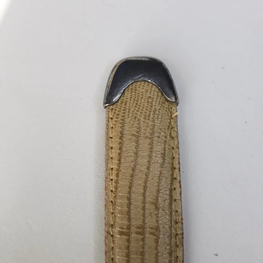 Cipriani Tan Lizard Grain Leather Belt Sz L